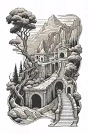pathway in Mount Olympus tattoo design idea