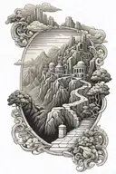 pathway in Mount Olympus tattoo design idea