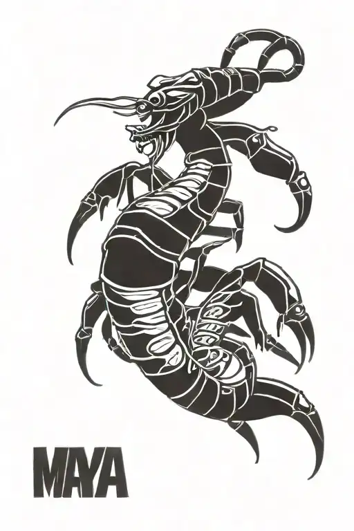scorpion maya idol tattoo design idea