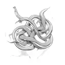 2 vipers intertwined tattoo design idea