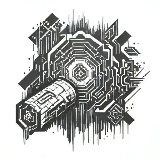 A futuristic cyber security themed tattoo incorporating binary code and encryption algorithms tattoo design idea