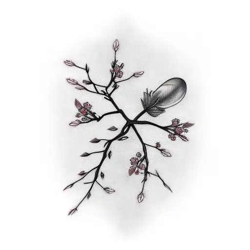 Sakura branch with thorns tattoo design idea