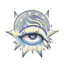 storm clouds with an eye  tattoo design idea