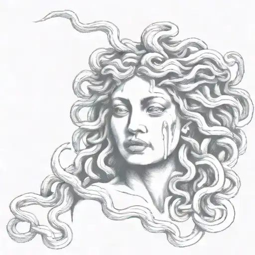 Crying Medusa face tattoo design idea