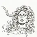 Crying Medusa would like to focus on Medusa’s head and shoulders and Medusa would be facing forward looking straight ahe tattoo design idea