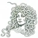 Crying Medusa would like to focus on Medusa’s head and shoulders and Medusa would be facing forward looking straight ahe tattoo design idea