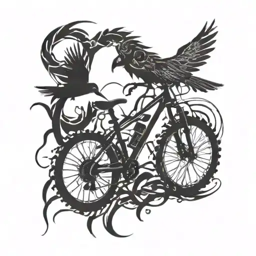 bike related, birds, barbed wire, fire, cancer ribbon tattoo design idea