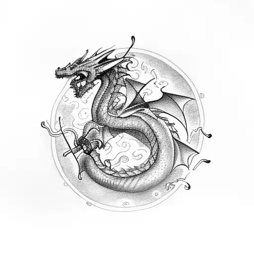 dragon smoke tattoo design idea