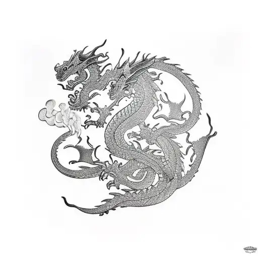 dragon smoke tattoo design idea