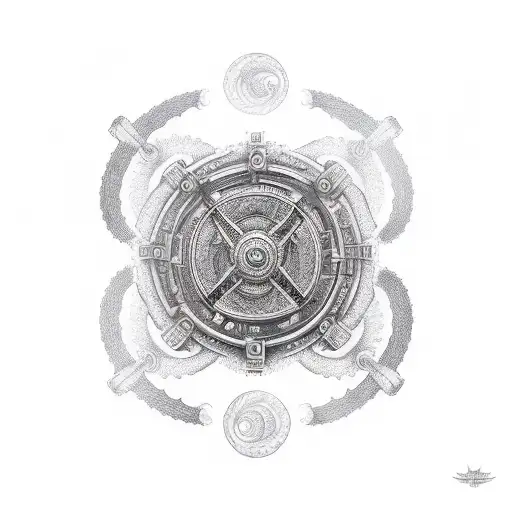 dharma wheel and dragon tattoo design idea