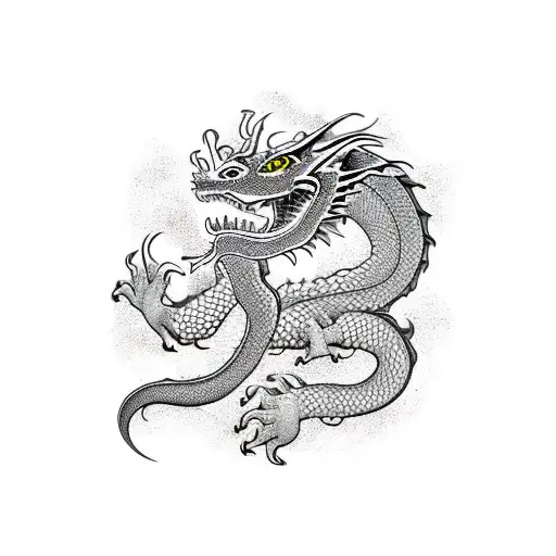 dragon around vajra tattoo design idea