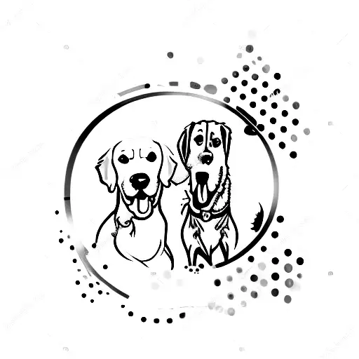 golden retriever and jack russell tattoo design idea