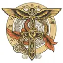 An Egyptian Ankh Surrounding the Ankh The name "CORMIER" spelled out in Norse Runes A stylized Norse funeral ships On on tattoo design idea