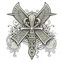 An Egyptian Ankh Surrounding the Ankh The name "CORMIER" spelled out in Norse Runes A stylized Norse funeral ships On on tattoo design idea