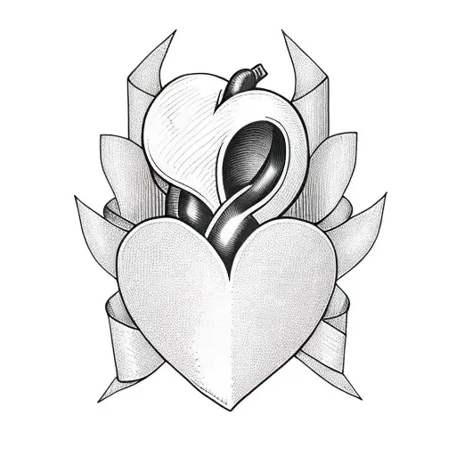 heart with a dagger through it and ribbon  tattoo design idea