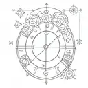 A popcorn-themed compass, with each direction representing a different aspect of his personality - affectionate, tender, leader tattoo design idea