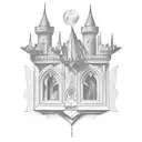  dark simetric castle window tattoo design idea