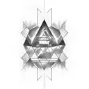  dark simetric castle window tattoo design idea