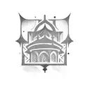  dark simetric castle window tattoo design idea