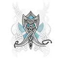 Celtic style dagger with a snake wrapped around it tattoo design idea