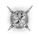 Celtic style dagger with a snake wrapped around it tattoo design idea