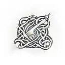 Celtic style dagger with a snake wrapped around it tattoo design idea
