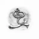 Celtic style dagger with a snake wrapped around it tattoo design idea