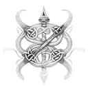 Celtic style dagger with a snake wrapped around it tattoo design idea