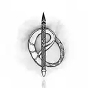 Celtic style dagger with a snake wrapped around it tattoo design idea