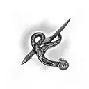 Celtic style dagger with a snake wrapped around it tattoo design idea