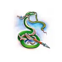 snake wrapped around a Celtic dagger tattoo design idea