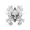 bow with quiver tattoo design idea