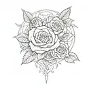 roses laza web with runes tattoo design idea