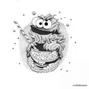 cookie monster tattoo design idea