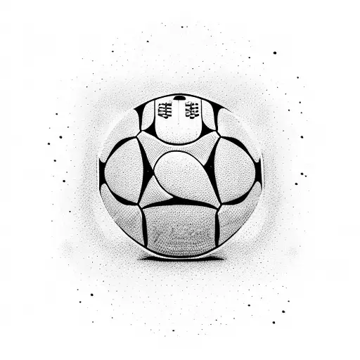 A dotwork tattoo of a football pitch with philosophical quotes written in Portuguese tattoo design idea