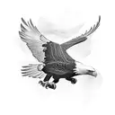 A majestic bald eagle soaring above a Porsche crest tattoo design idea