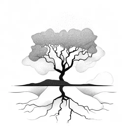 silence in the outline of a tree tattoo design idea