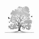 silence in the outline of a tree tattoo design idea