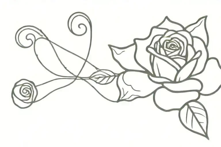 999 and rose intertwined tattoo design idea