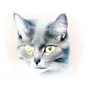 grey cat in the open space tattoo design idea