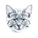 grey cat in the open space tattoo design idea