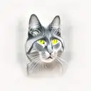 grey cat in the open space tattoo design idea