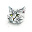 grey cat in the open space tattoo design idea