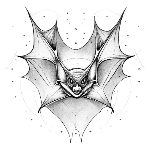 A bat surrounded by intricate gothic symbols tattoo design idea