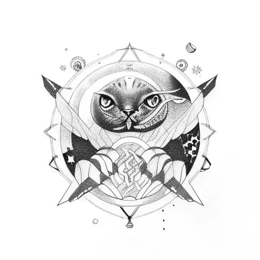 space with animals and aviation  tattoo design idea