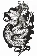 fairy sitting tattoo design idea