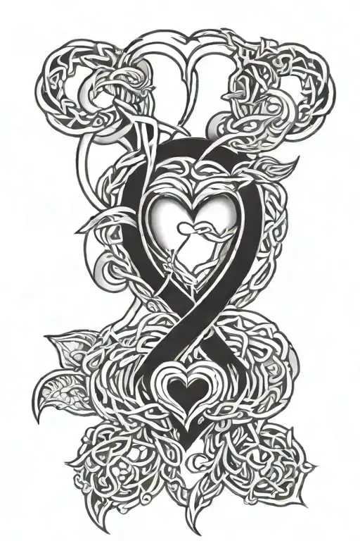  D & J intertwined hearts symbolizing love tattoo design idea