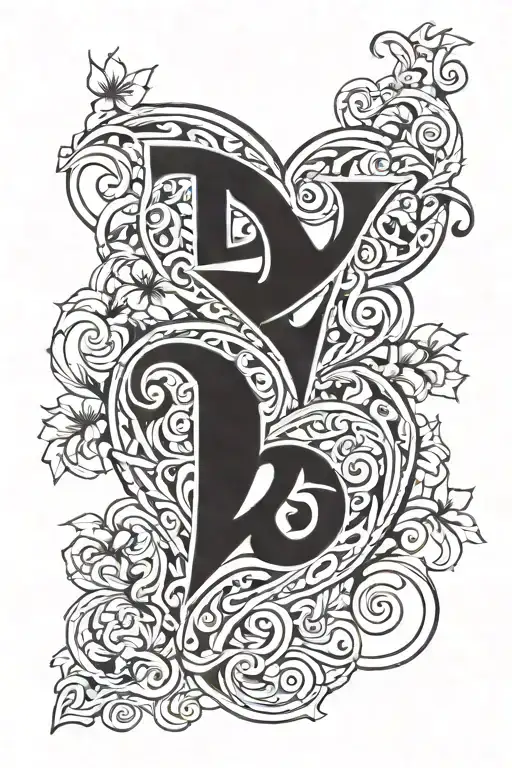 the letters D & J intertwined hearts tattoo design idea