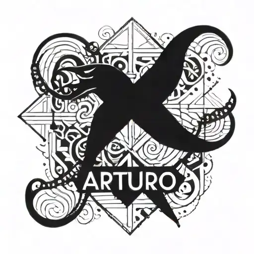 A geometric design incorporating the name Arturo in a bold and unique way tattoo design idea