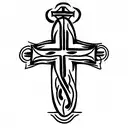 3 holy cross with a big snake wrapped around the one in the center tattoo design idea